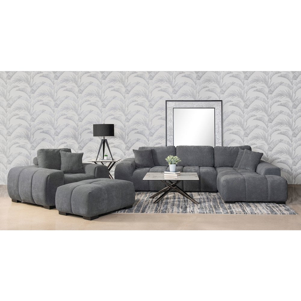 Octavia Upholstered Sectional Chaise Sofa Charcoal Grey
