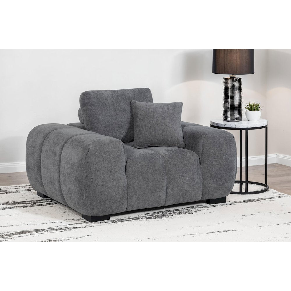 Octavia Upholstered Track Arm Accent Chair Charcoal Grey