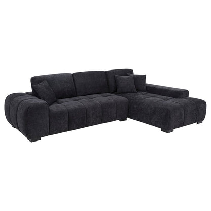 Octavia Fabric Upholstered Track Arm Sectional Sofa Black