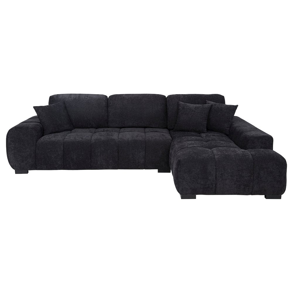 Octavia Fabric Upholstered Track Arm Sectional Sofa Black