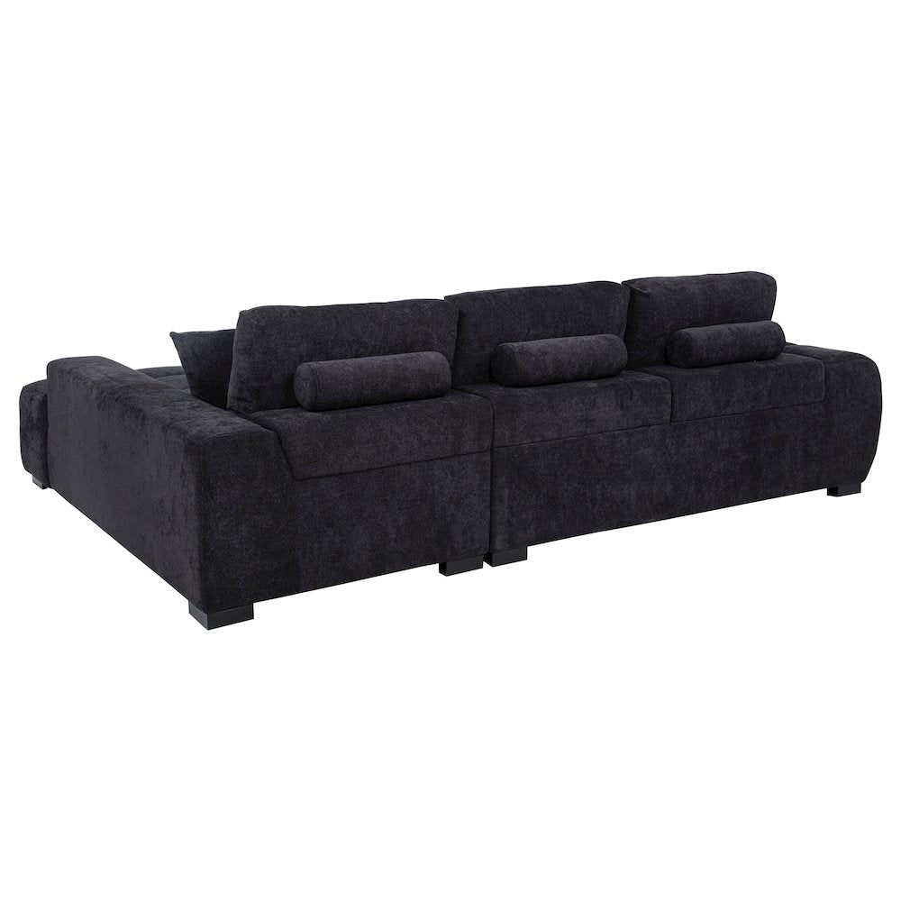 Octavia Fabric Upholstered Track Arm Sectional Sofa Black