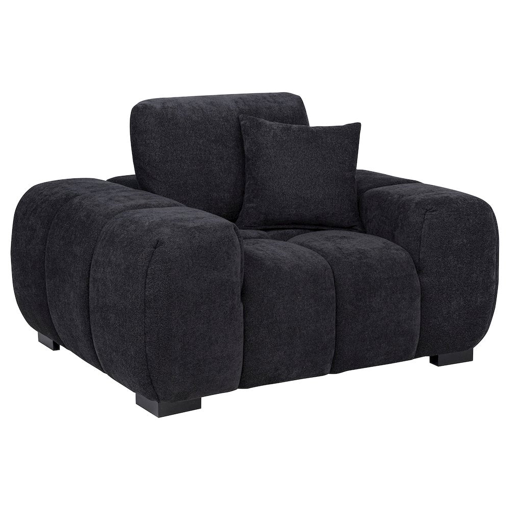 Octavia Fabric Upholstered Track Arm Accent Chair Black