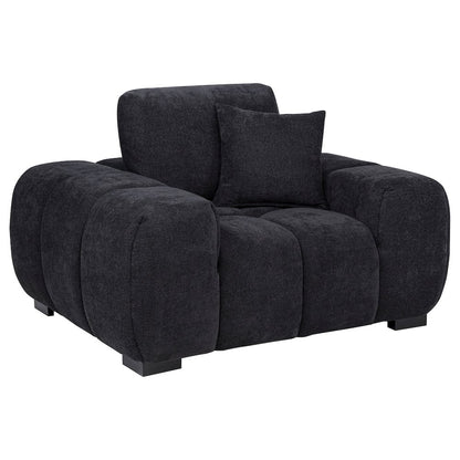 Octavia Fabric Upholstered Track Arm Accent Chair Black
