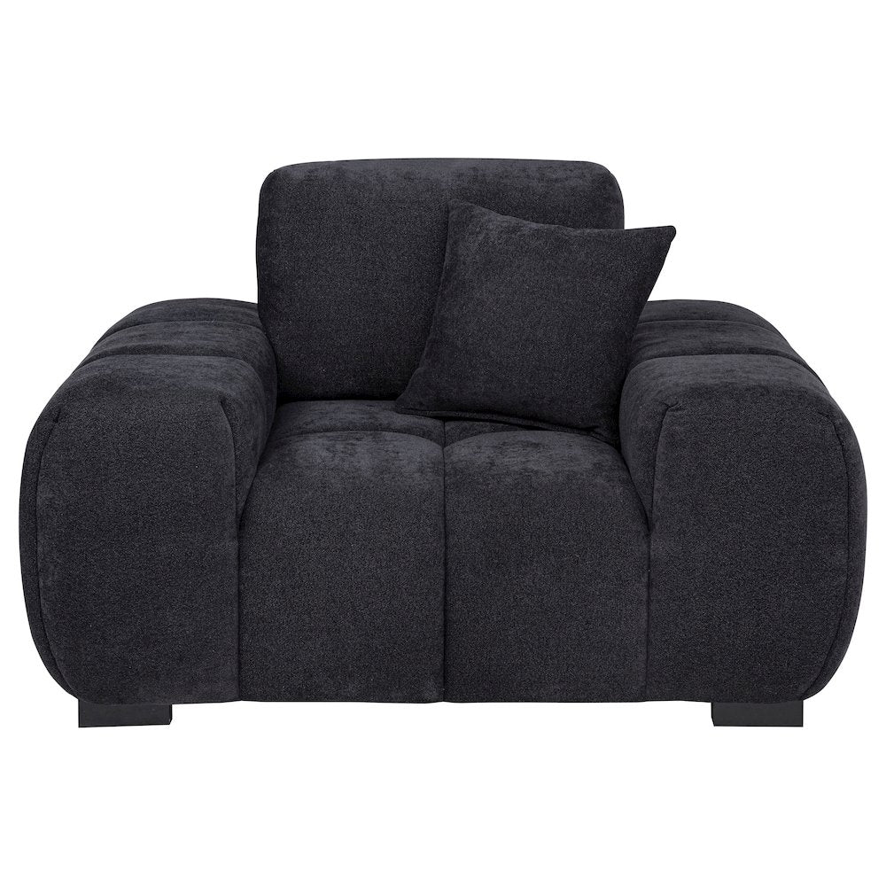 Octavia Fabric Upholstered Track Arm Accent Chair Black