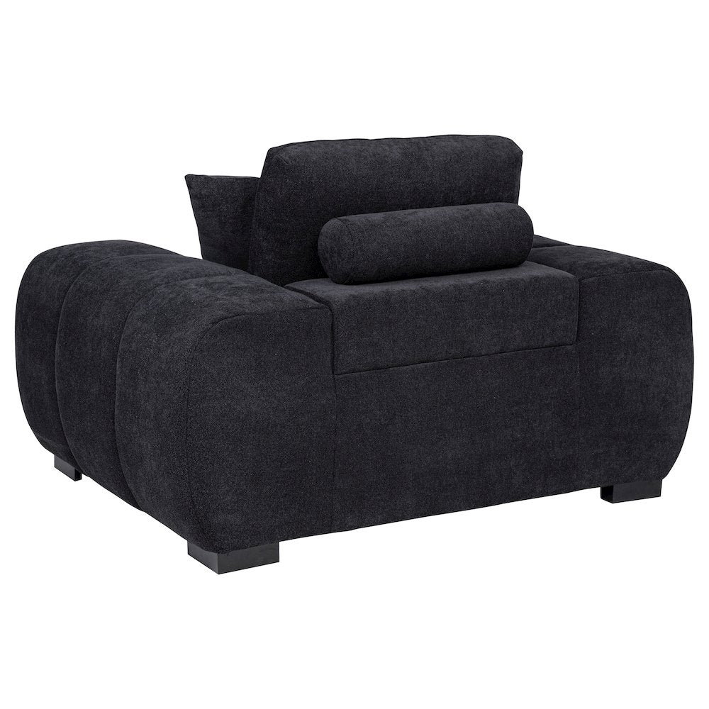 Octavia Fabric Upholstered Track Arm Accent Chair Black