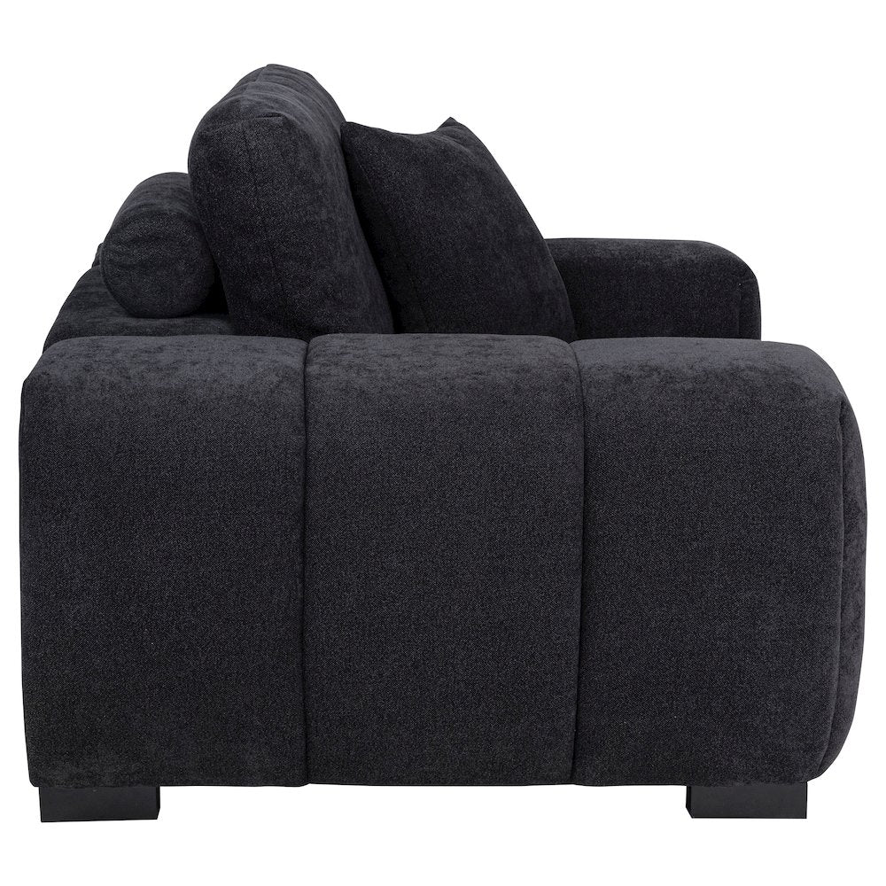 Octavia Fabric Upholstered Track Arm Accent Chair Black