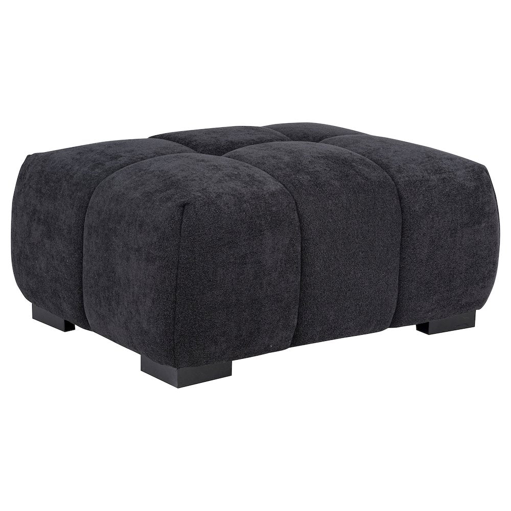 Octavia Fabric Rectangular Upholstered Ottoman Black