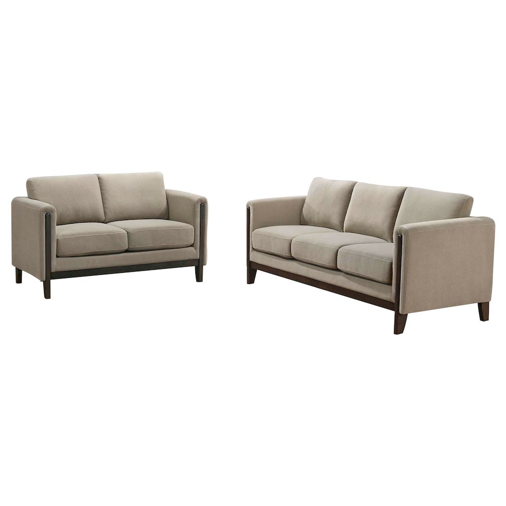 Islington 2-piece Upholstered Panel Arm Sofa Set Taupe