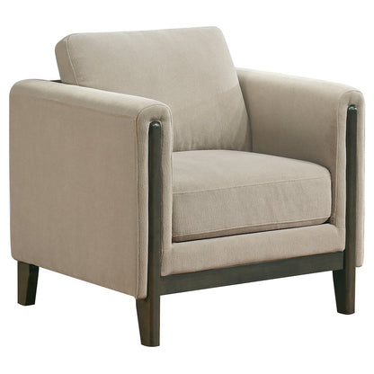 Islington Fabric Upholstered Panel Arm Accent Chair Taupe