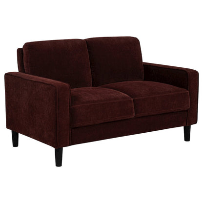 Ruth Fabric Upholstered Track Arm Loveseat Rust Red
