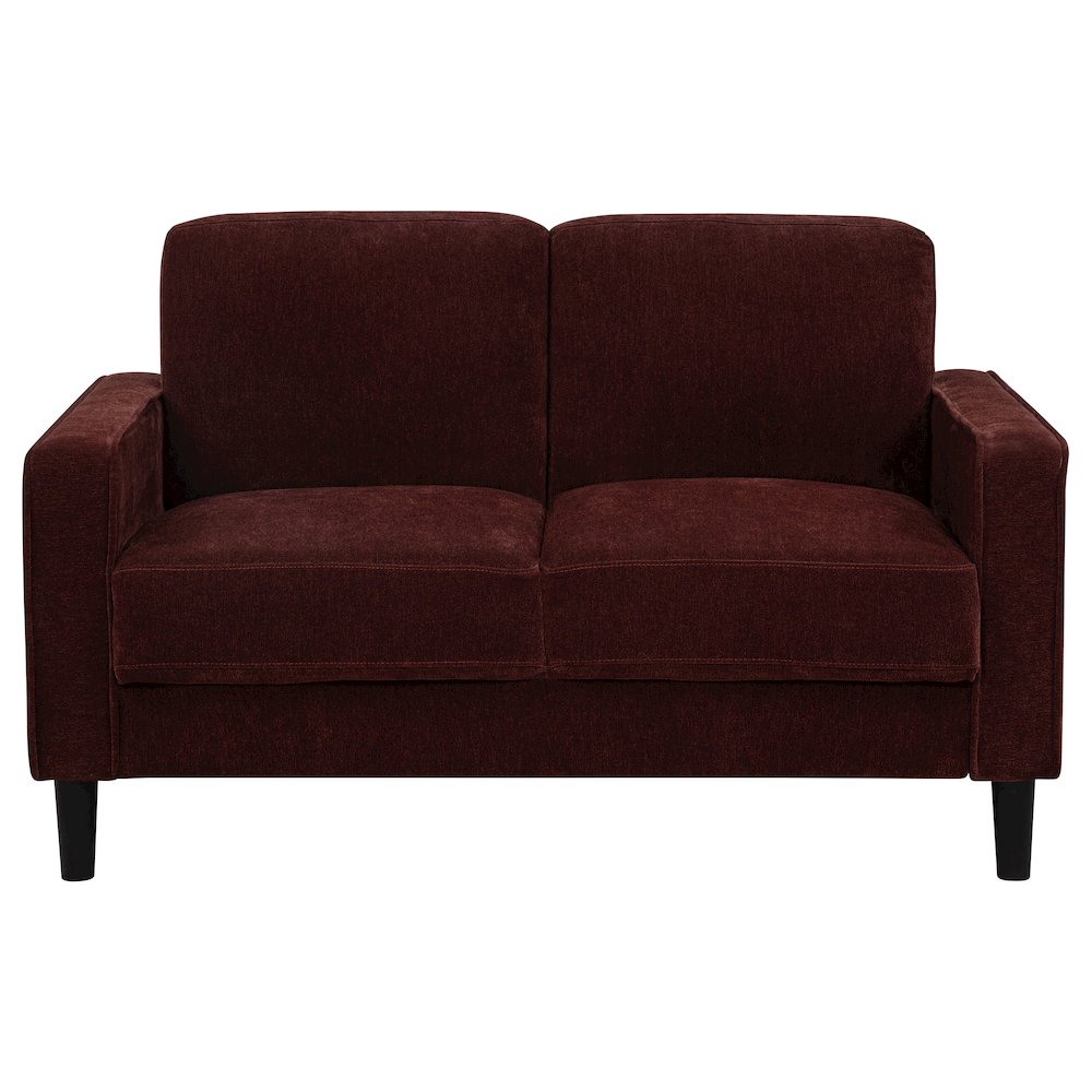 Ruth Fabric Upholstered Track Arm Loveseat Rust Red