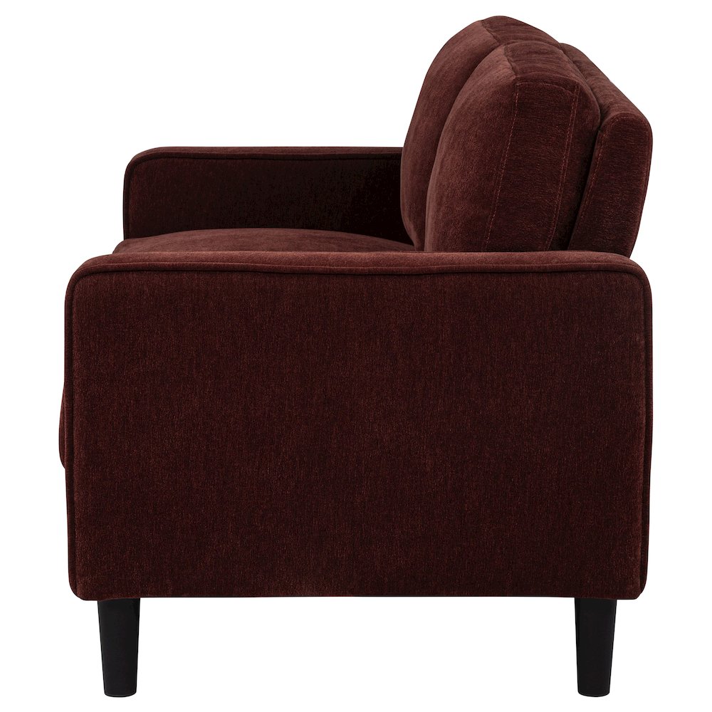 Ruth Fabric Upholstered Track Arm Loveseat Rust Red
