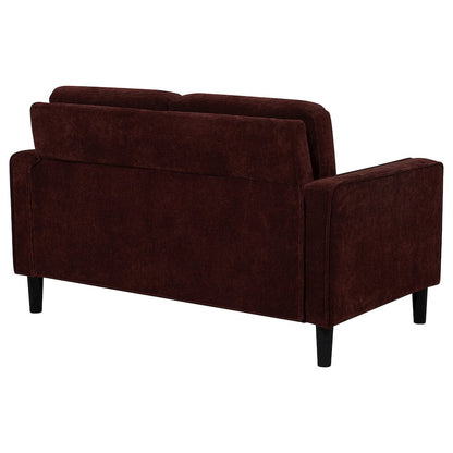 Ruth Fabric Upholstered Track Arm Loveseat Rust Red