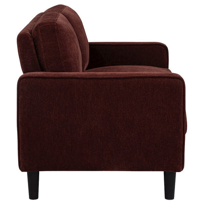 Ruth Fabric Upholstered Track Arm Loveseat Rust Red
