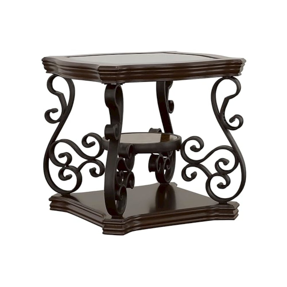 Laney 2-piece Glass Top Coffee and End Table Set Dark Merlot