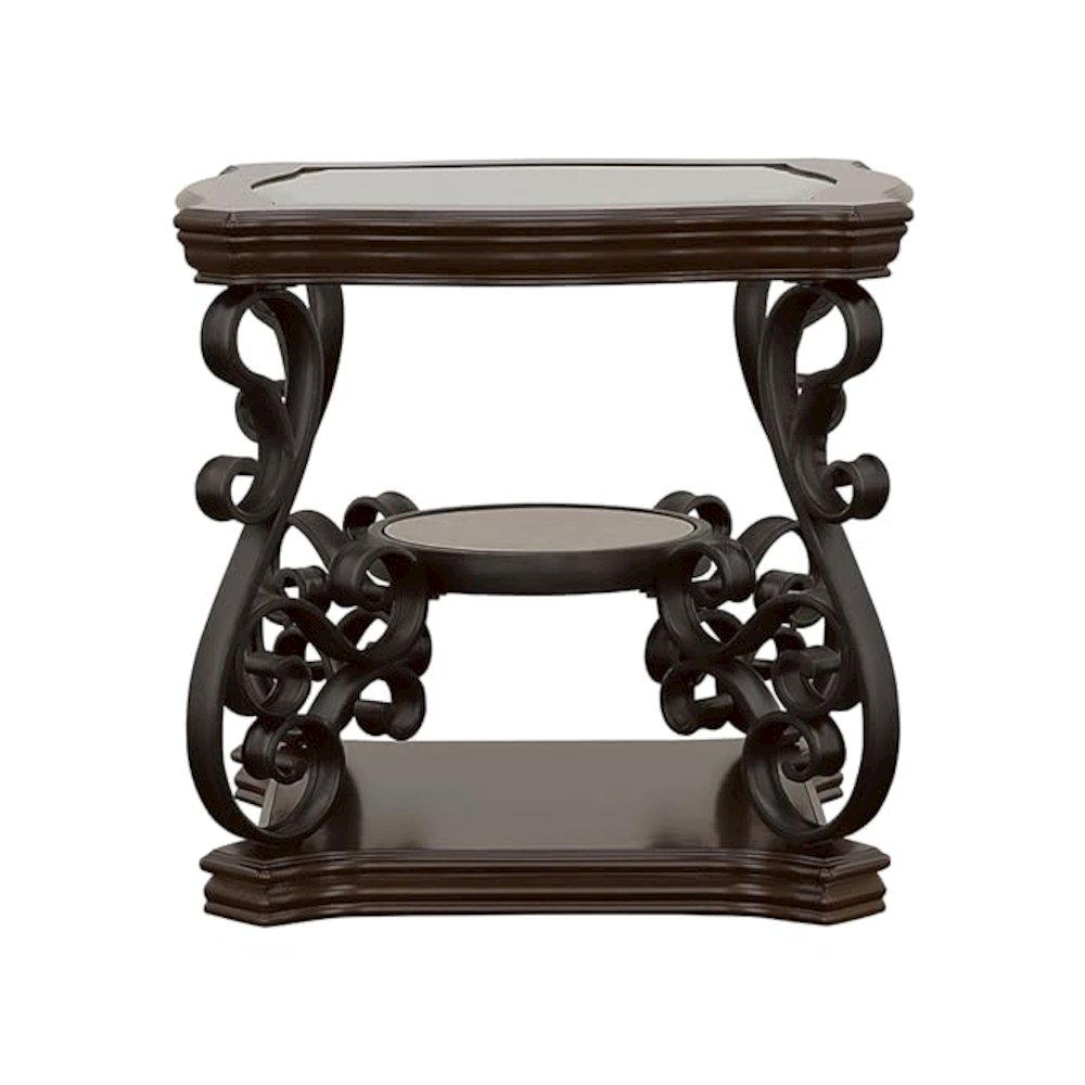Laney 2-piece Glass Top Coffee and End Table Set Dark Merlot