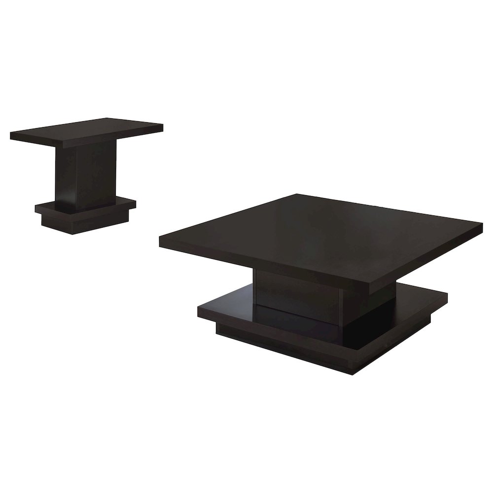 Reston 2-piece Square Coffee and End Table Set Cappuccino