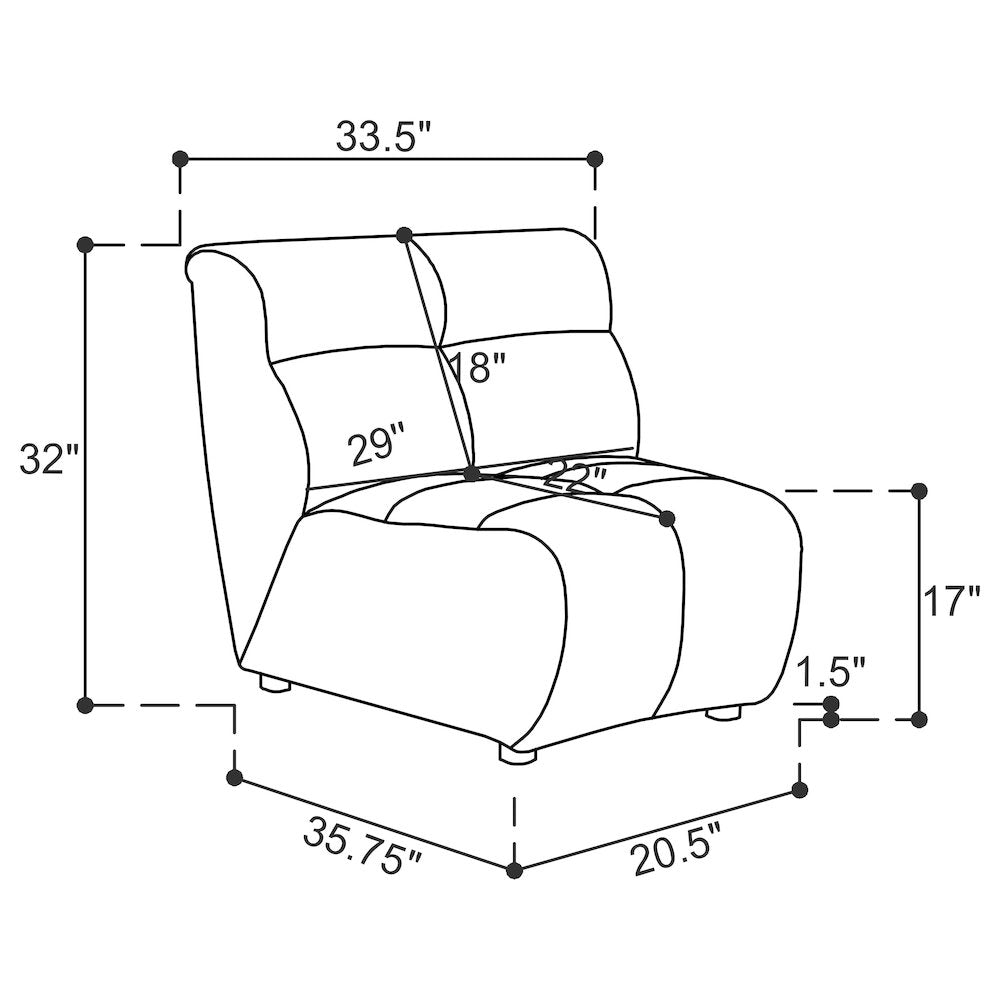 Charlotte Upholstered Curved Armless Chair Ivory