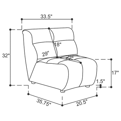 Charlotte Upholstered Curved Armless Chair Ivory