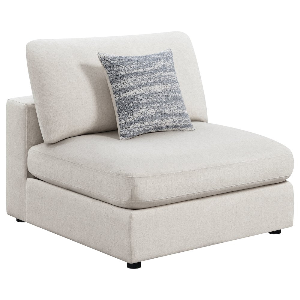 FurniFact Upholstered Armless Accent Chair with Linen-Blend Fabric, Beige