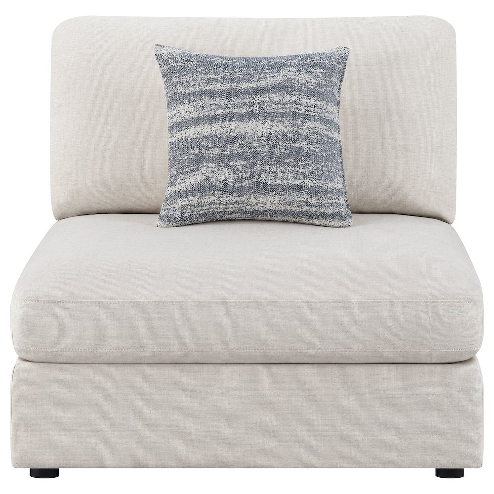 FurniFact Upholstered Armless Accent Chair with Linen-Blend Fabric, Beige