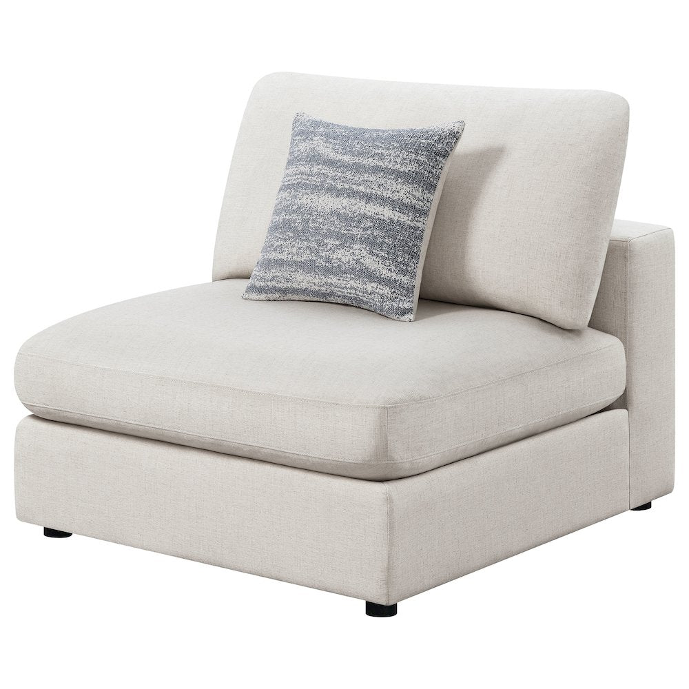 FurniFact Upholstered Armless Accent Chair with Linen-Blend Fabric, Beige