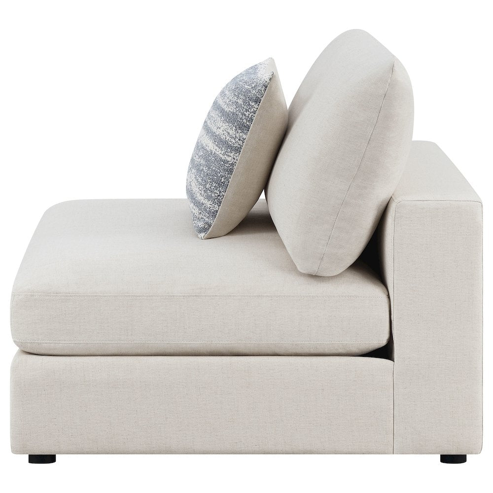 FurniFact Upholstered Armless Accent Chair with Linen-Blend Fabric, Beige