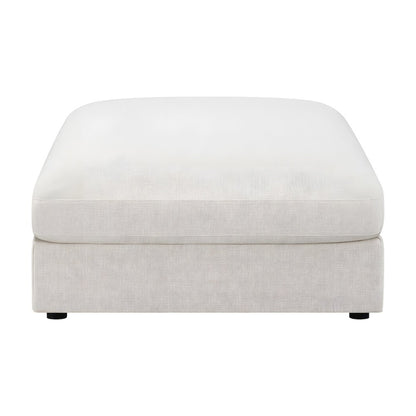 Square Upholstered Ottoman Foot Rest, Linen Fabric, Living Room, Beige