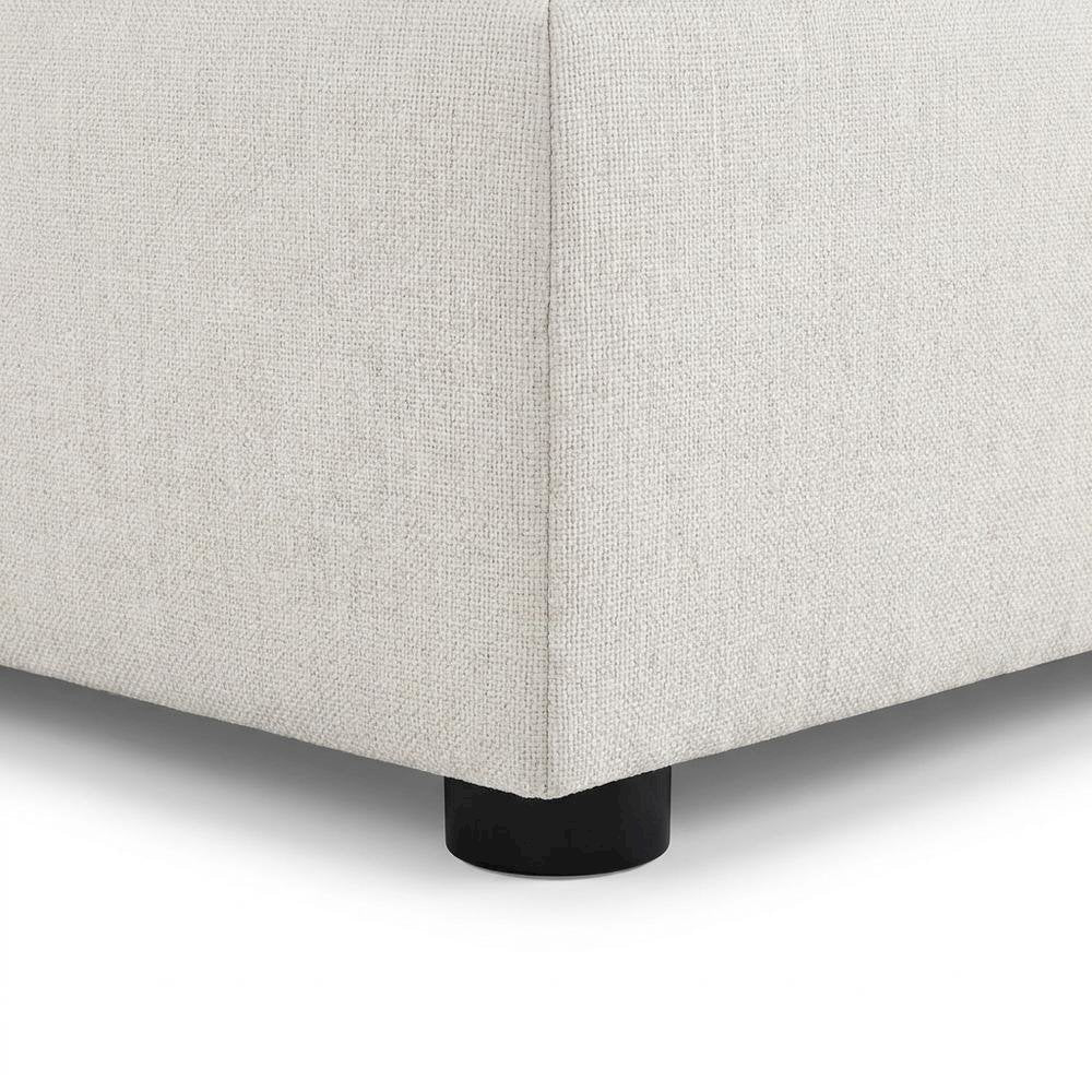 Square Upholstered Ottoman Foot Rest, Linen Fabric, Living Room, Beige
