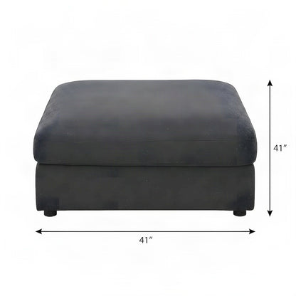 Linen-Blend Upholstered Square Ottoman Foot Rest and Foot Stool, Charcoal