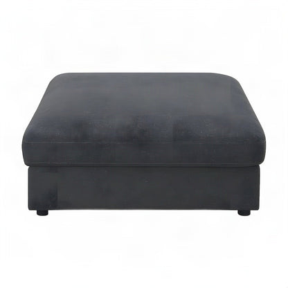 Linen-Blend Upholstered Square Ottoman Foot Rest and Foot Stool, Charcoal