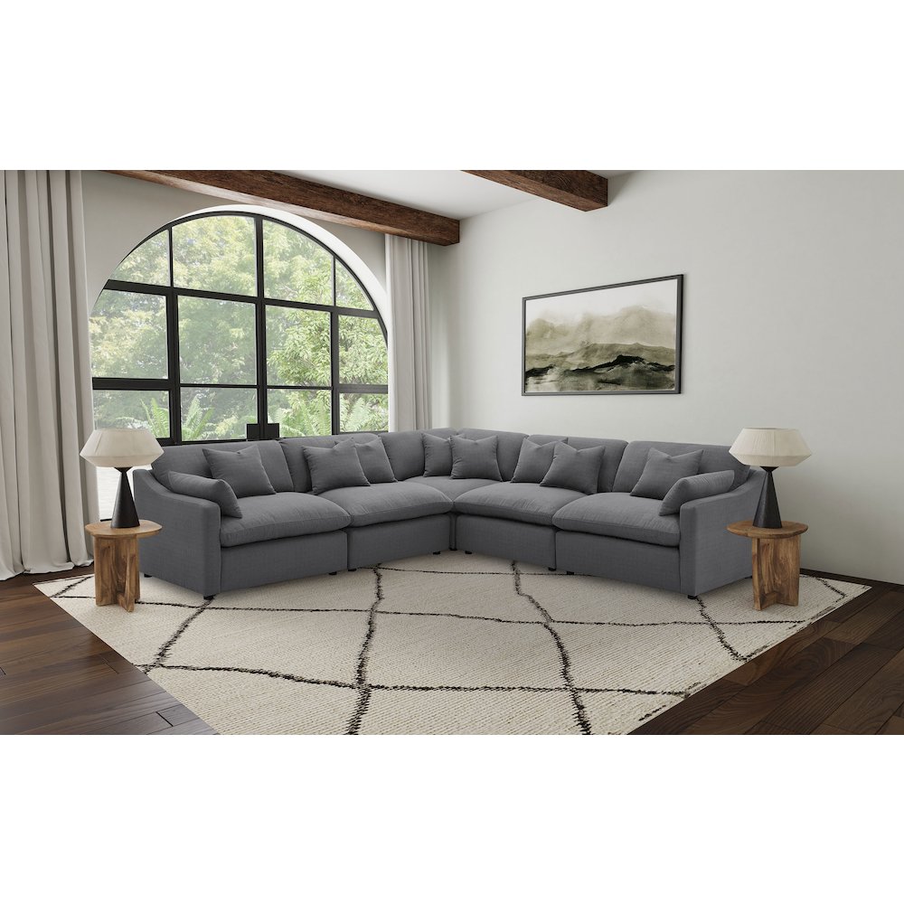 Hobson 5-piece Upholstered Modular Sectional Sofa Charcoal