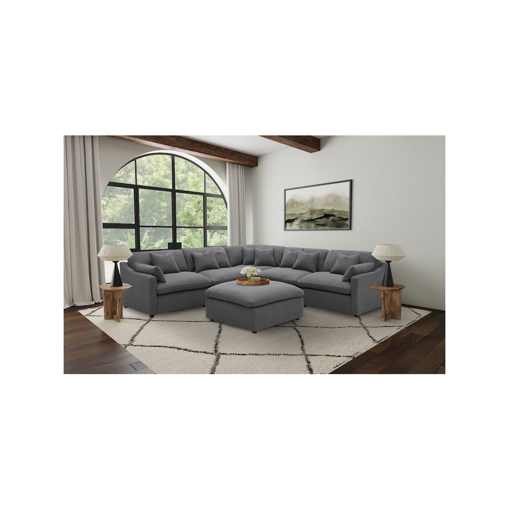 Hobson Square Upholstered Ottoman Charcoal