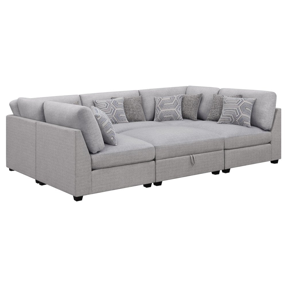 Cambria 6-piece Upholstered Modular Sectional Sofa Grey