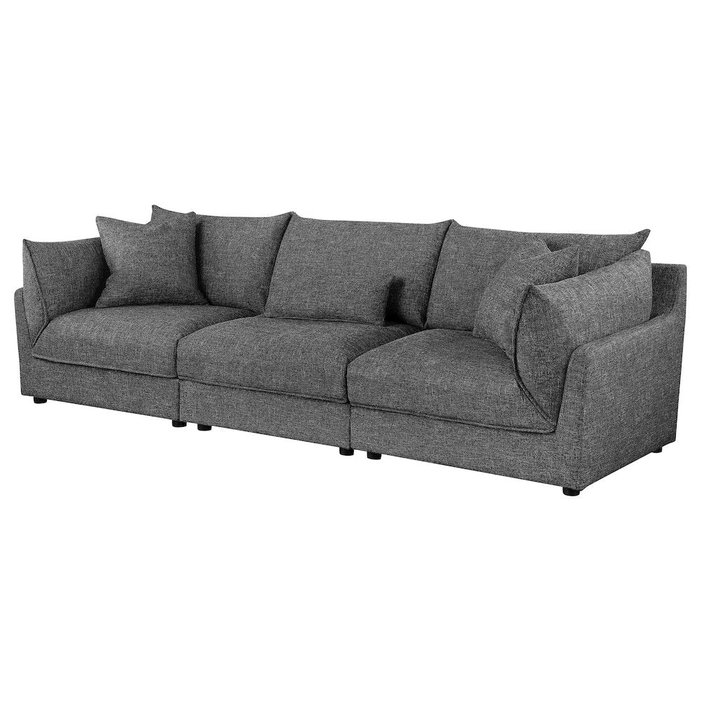 Sasha 3-Piece Upholstered Sofa Barely Black