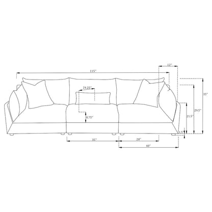 Sasha 3-Piece Upholstered Sofa Barely Black