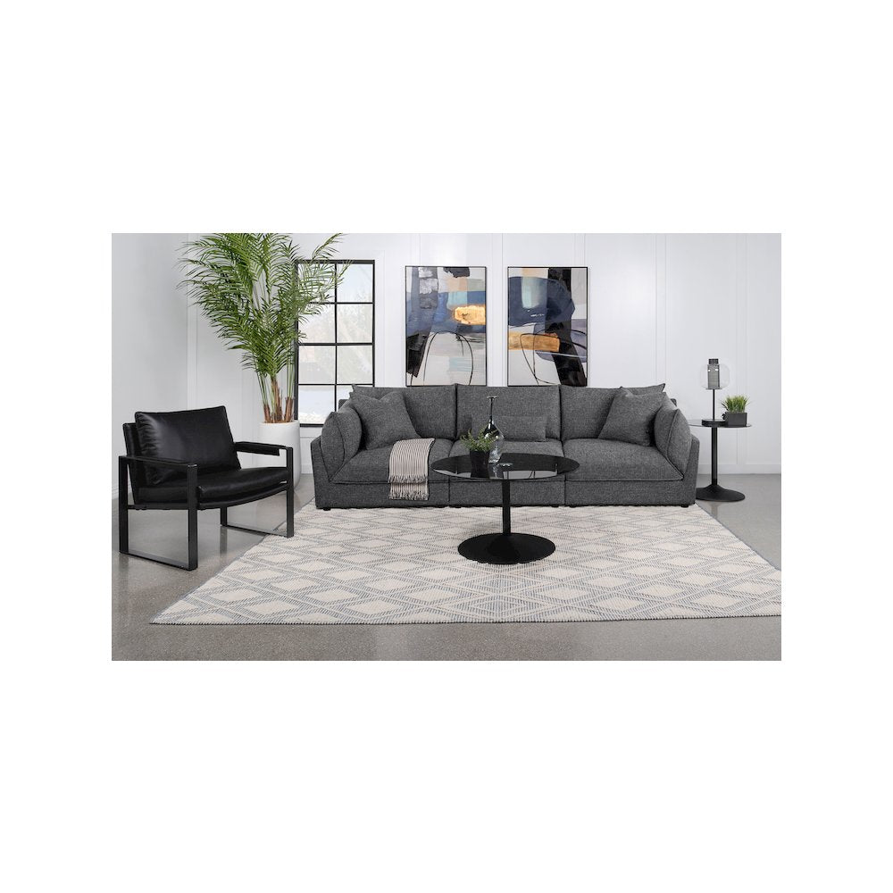 Sasha Upholstered LAF Chair Barely Black