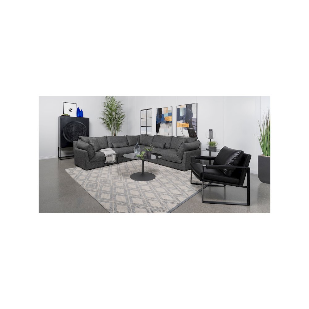 Sasha Upholstered LAF Chair Barely Black