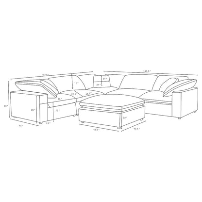 Raleigh 6-piece Boucle Upholstered Modular Sectional Ivory