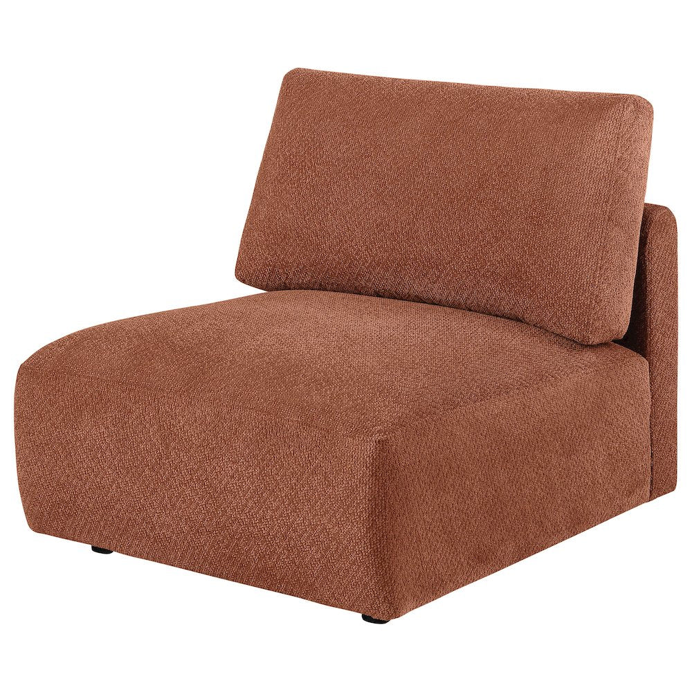 Elysia Chenille Upholstered Modular Armless Chair Coral