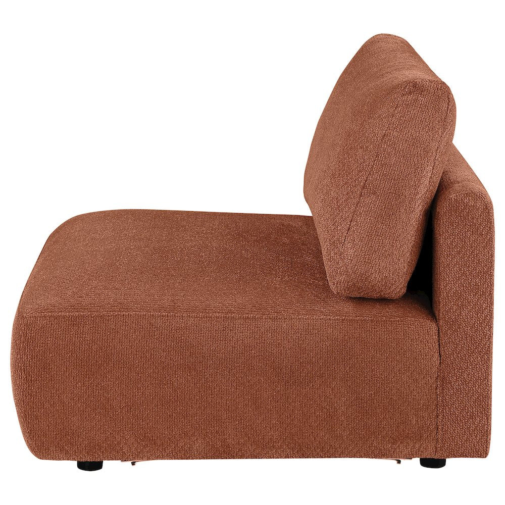 Elysia Chenille Upholstered Modular Armless Chair Coral