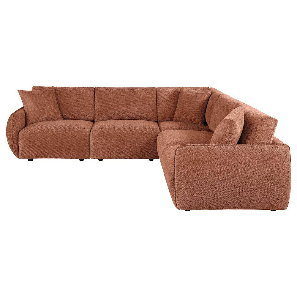 Elysia 5-piece Chenille Upholstered Modular Sectional Sofa Coral