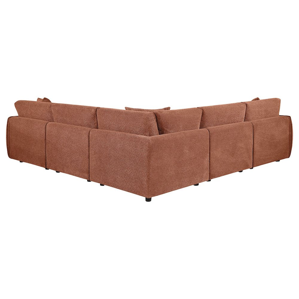 Elysia 5-piece Chenille Upholstered Modular Sectional Sofa Coral