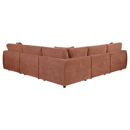 Elysia 5-piece Chenille Upholstered Modular Sectional Sofa Coral