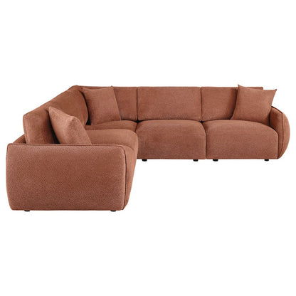 Elysia 5-piece Chenille Upholstered Modular Sectional Sofa Coral