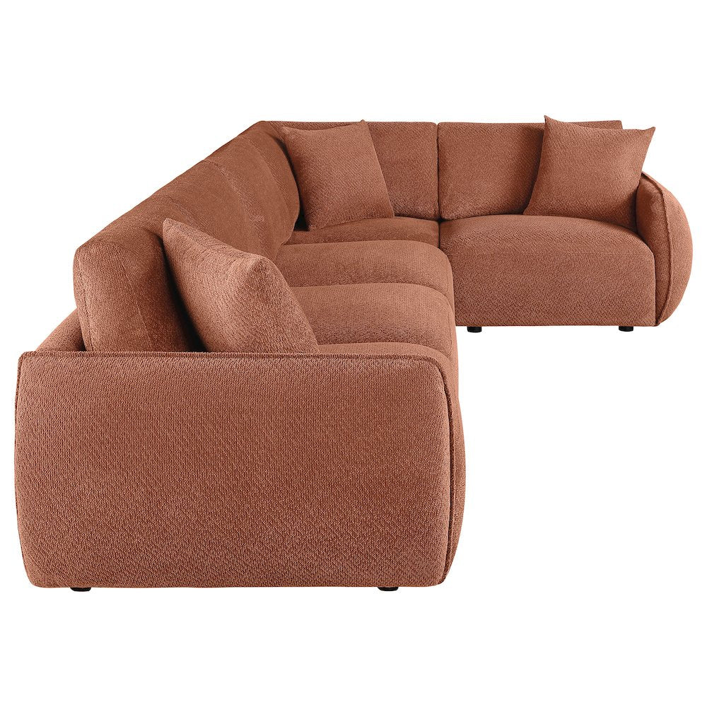 Elysia 5-piece Chenille Upholstered Modular Sectional Sofa Coral
