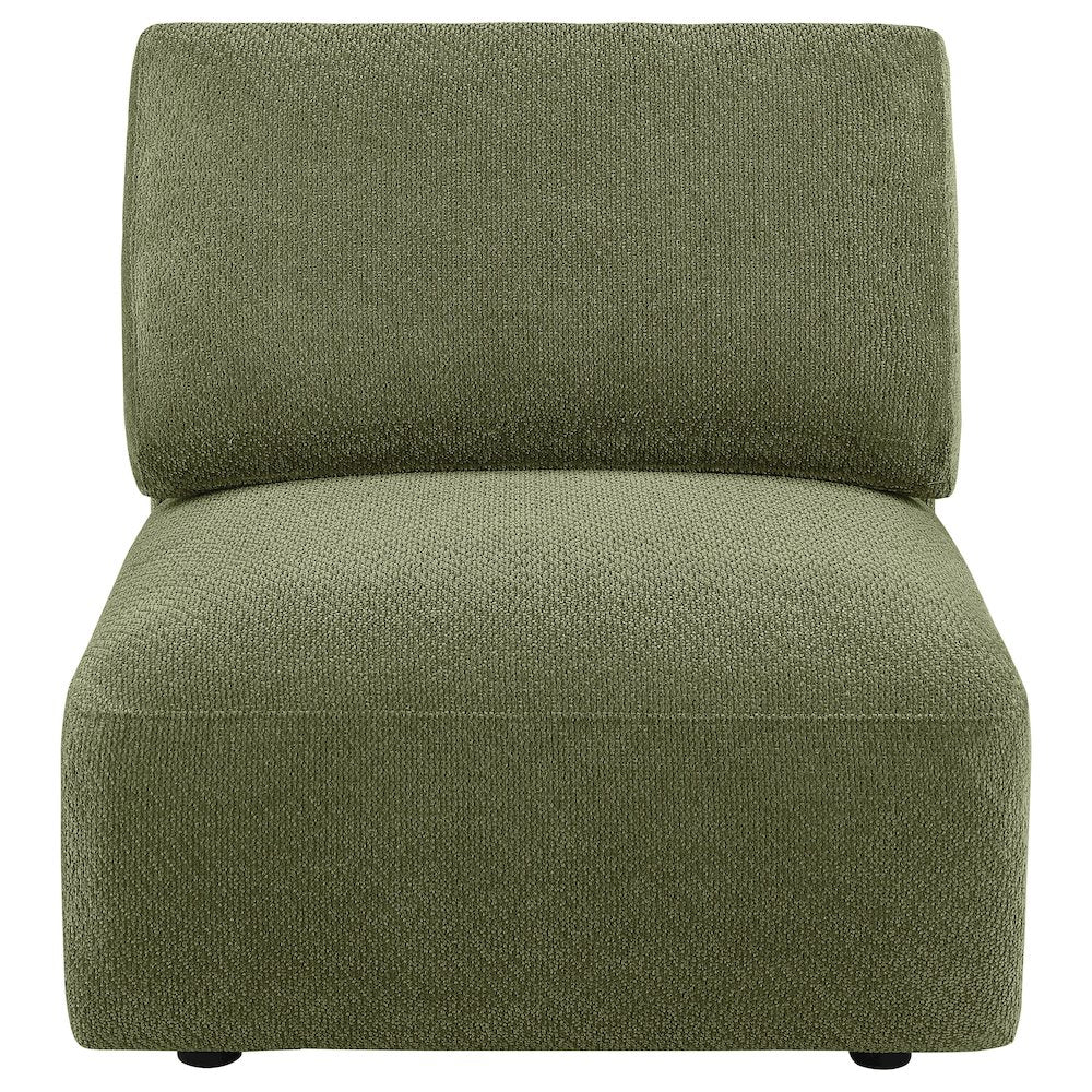 Elysia Chenille Upholstered Modular Armless Chair Green