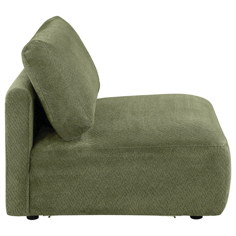 Elysia Chenille Upholstered Modular Armless Chair Green