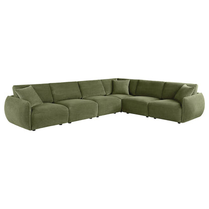 Elysia 6-piece Chenille Upholstered Modular Sectional Sofa Green