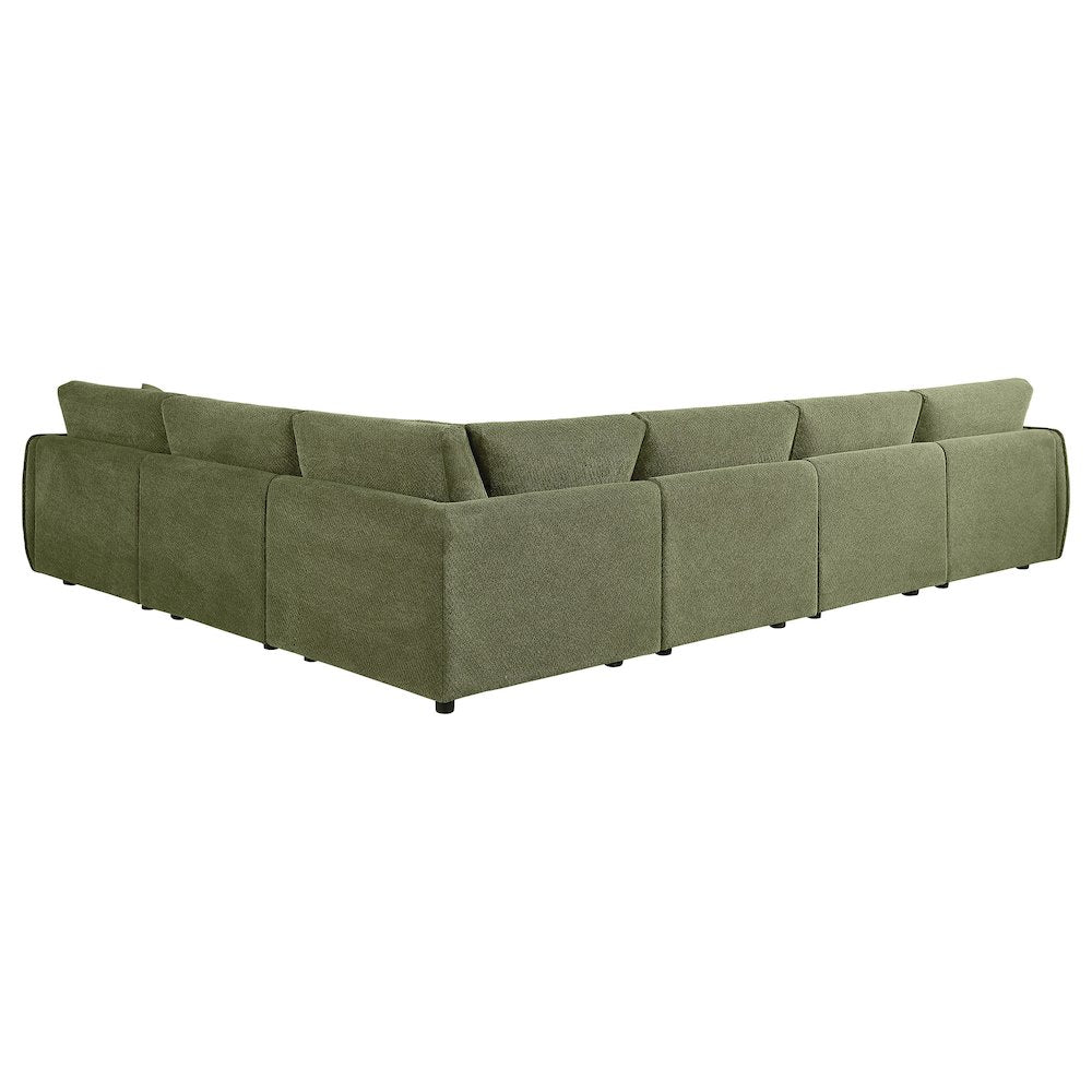 Elysia 6-piece Chenille Upholstered Modular Sectional Sofa Green